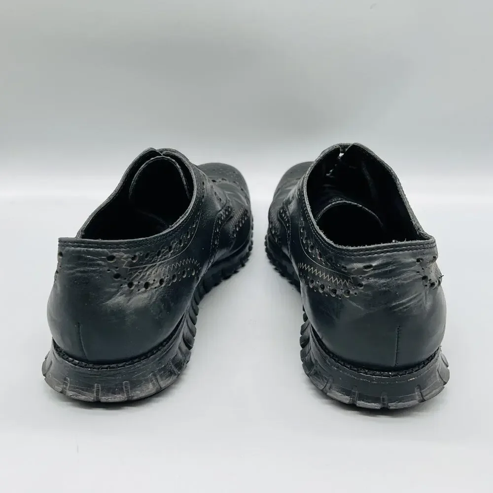 Cole Haan Shoes Mens 10.5 Black Leather Zerogrand Wingtip Oxford Dress Brogue